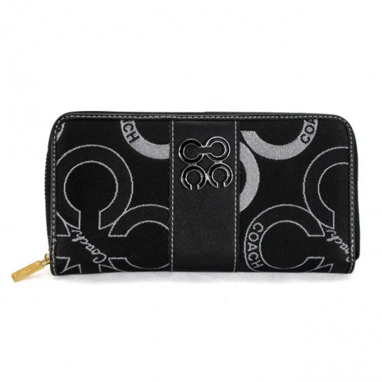 Coach Waverly Flower Charm Large Black Wallets EEL | Women - Click Image to Close